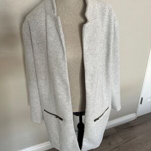 Stylish Gray Open Front Coat